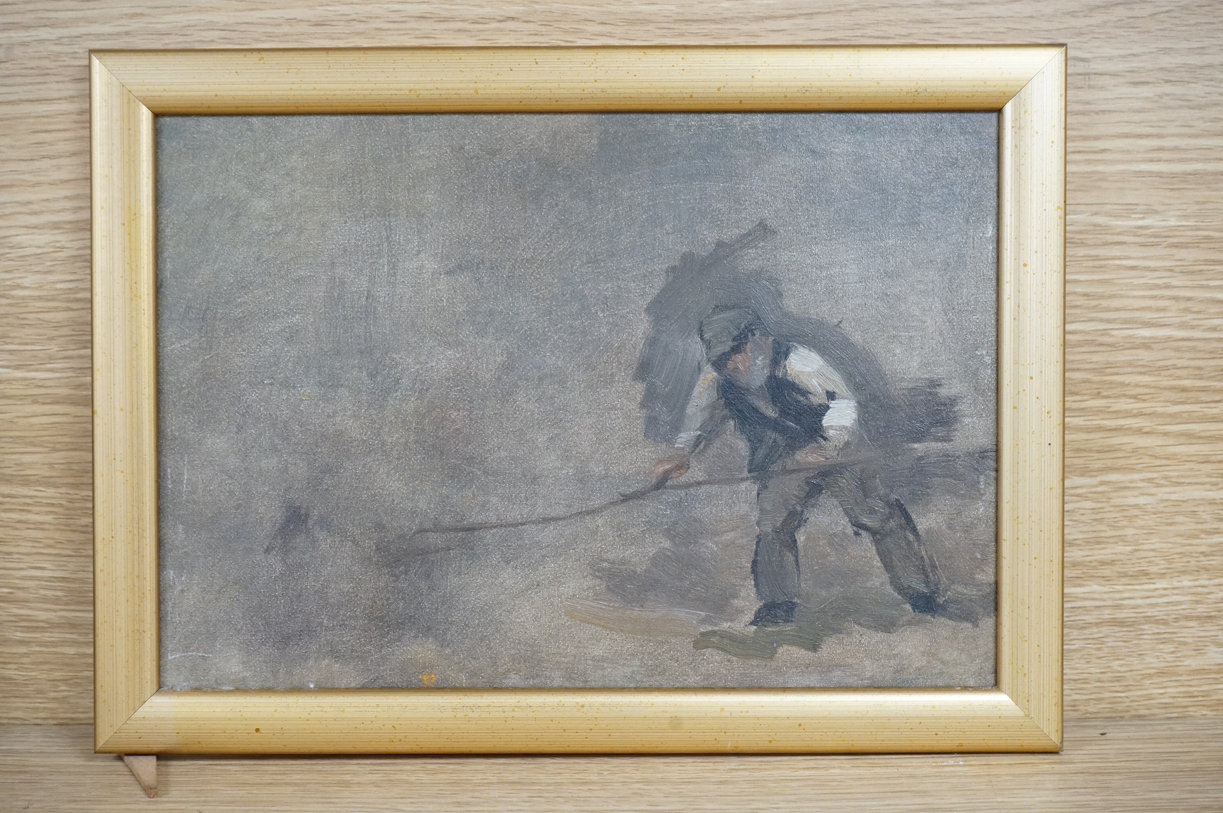 Henry G. Moon (1857-1905), set of four oils on canvas board, Preliminary sketches, Sheep, cattle and figural study, unsigned, largest 20 x 30cm. Condition - good